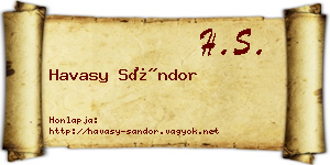 Havasy Sándor névjegykártya